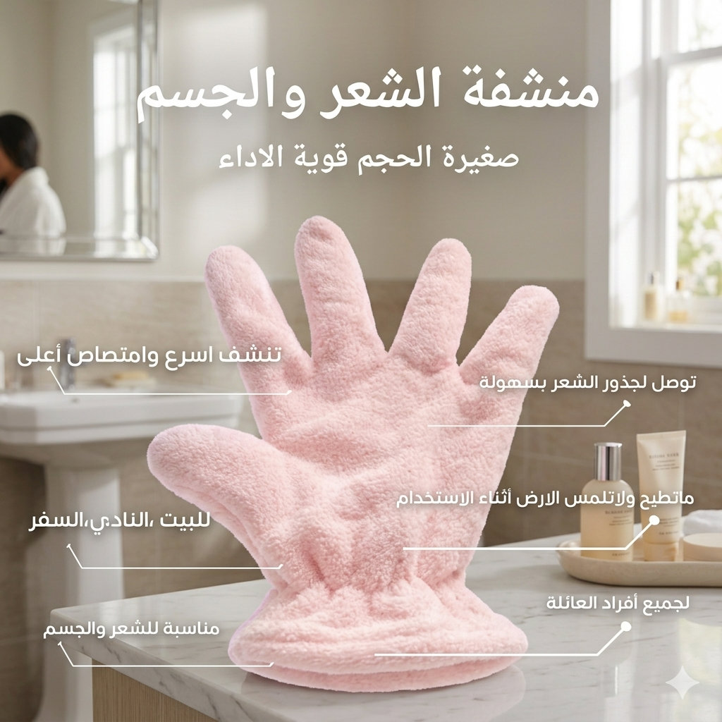 قفاز تجفيف الشعر بالمايكروفايبر (زوج) - صورة 2