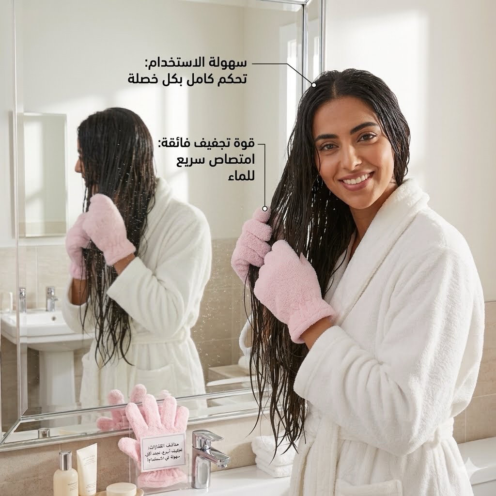 قفاز تجفيف الشعر بالمايكروفايبر (زوج) - صورة 3